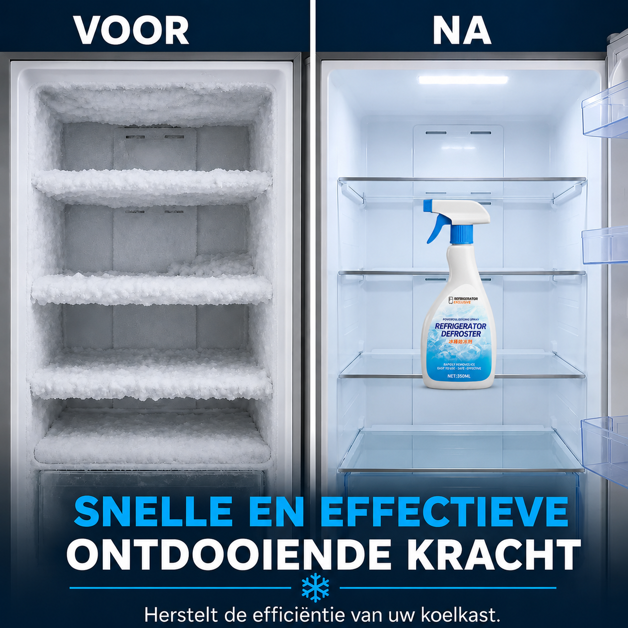 🧊 Reinigings- en ontdooispray voor koelkasten met snelle werking 50% KORTING EN GRATIS VERZENDING