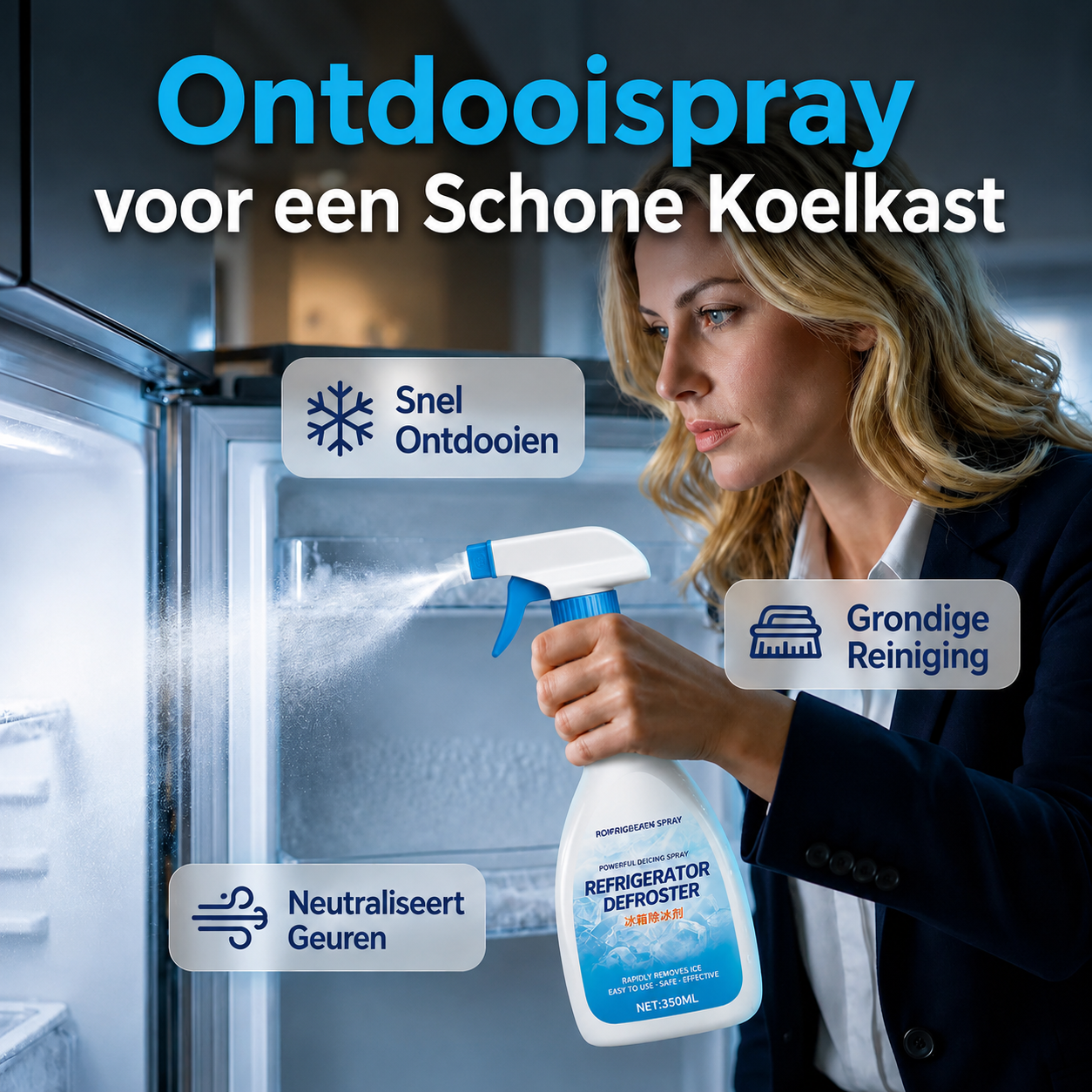 🧊 Reinigings- en ontdooispray voor koelkasten met snelle werking 50% KORTING EN GRATIS VERZENDING