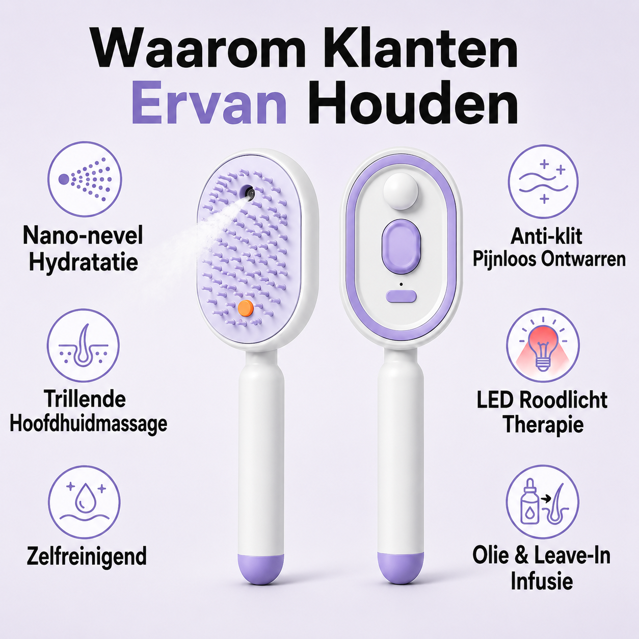 MistBrush | 3-in-1 Haarborstel met Sprayfunctie